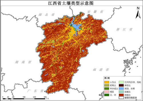 1995年江西省土壤类型分布数据