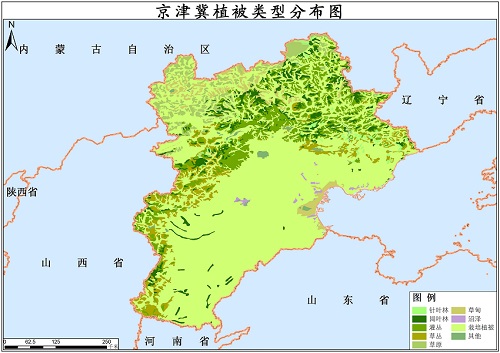 2001年京津冀植被类型分布数据