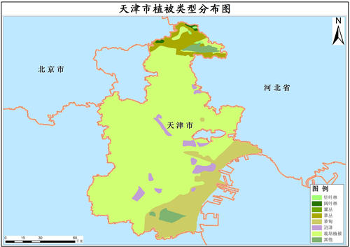 2001年天津市植被类型分布数据