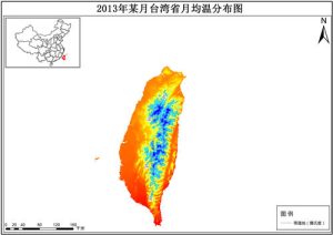 2013年台湾省各月月均温分布数据,中科超图地理云平台