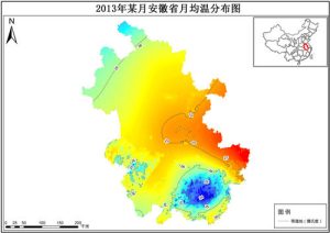 2013年安徽省各月月均温分布数据,中科超图地理云平台