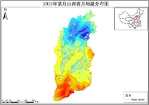 2013年山西省各月月均温分布数据,中科超图地理云平台