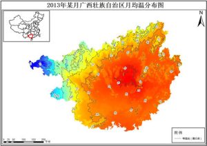 2013年广西壮族自治区各月月均温分布数据,中科超图地理云平台