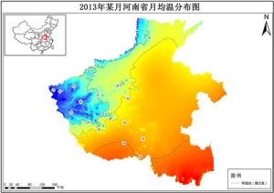2013年河南省各月月均温分布数据,中科超图地理云平台