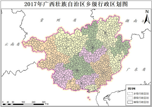 2017年广西壮族自治区乡级行政区划数据