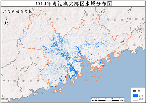 2019年粤港澳大湾区水域分布数据