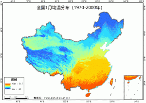 全国月均温空间分布数据[1970-2000],中科超图地理云平台