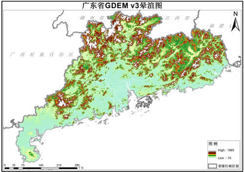 广东省ASTER GDEM v3数字高程数据