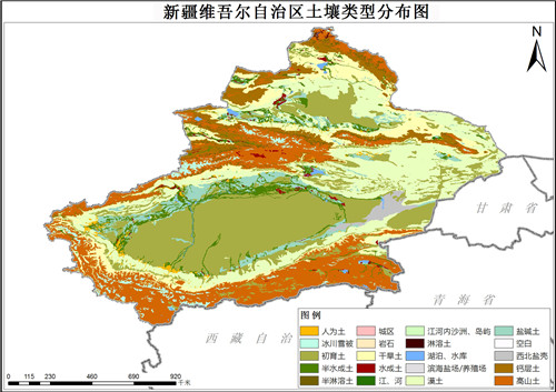 1995年新疆维吾尔族自治区土壤类型分布数据