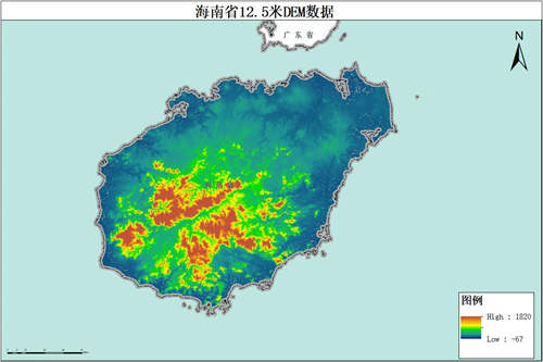 海南省12.5米DEM数字高程数据