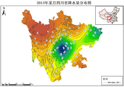 2013年四川省月降雨量分布数据