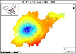 2013年山东省月均温分布数据,中科超图地理云平台