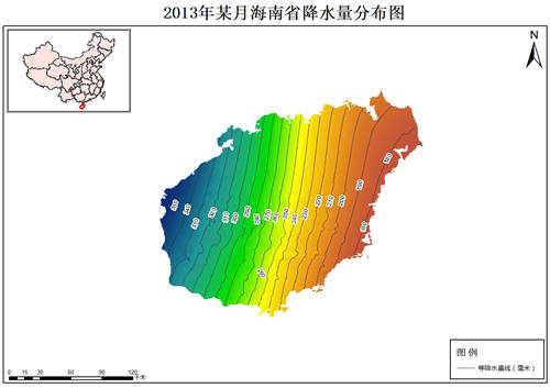 2013年海南省月降水量分布数据,中科超图地理云平台