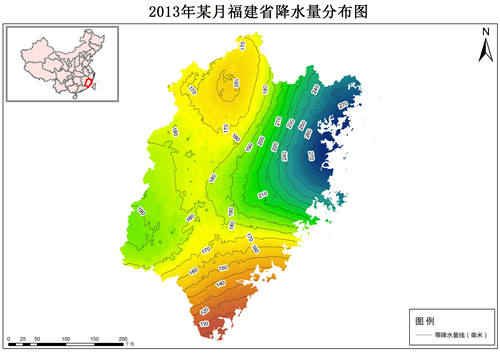 2013年福建省降水量分布数据