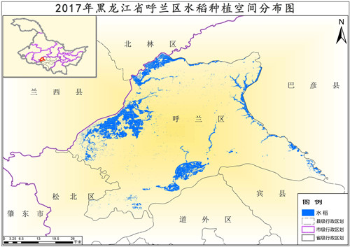2017年黑龙江省水稻种植分布数据
