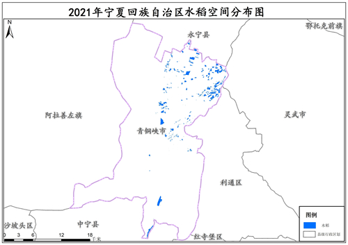 2021年宁夏回族自治区水稻种植分布数据