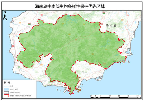 海南岛中南部生物多样性保护优先区数据