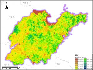 卫星遥感数据反演山东省增强型植被指数（EVI）数据服务,中科超图地理云平台