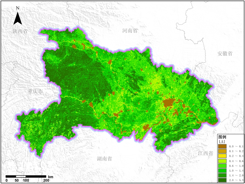 多种卫星遥感数据反演湖北省叶面积指数（LAI）数据服务