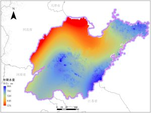山东省年降雨量空间分布数据服务,中科超图地理云平台