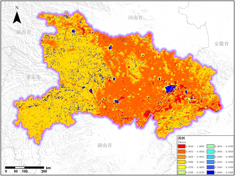 遥感数据反演湖北省比辐射率数据服务（Emiss）