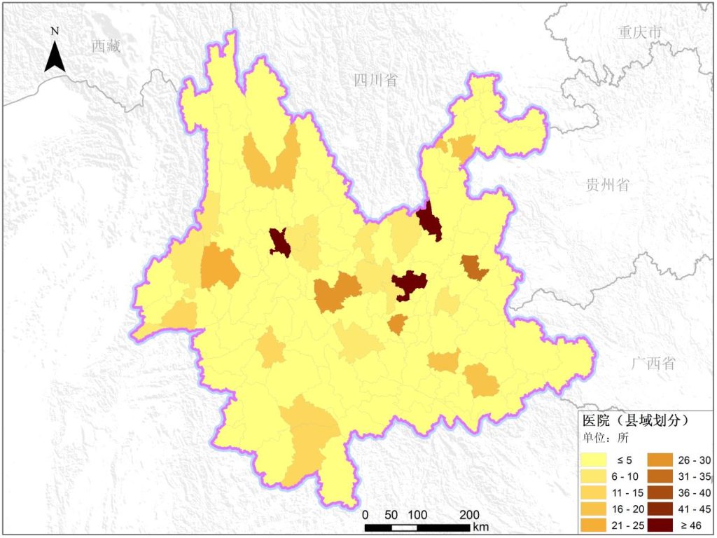 云南省县级医院分布数据服务