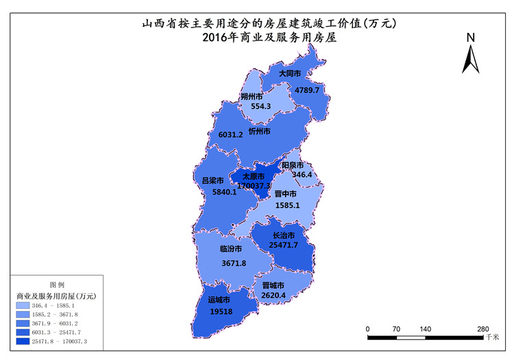 山西省2016年商业及服务用房屋（房屋建筑竣工价值）