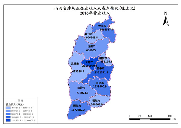 山西省2016年营业收入（建筑业企业收入及成本情况）